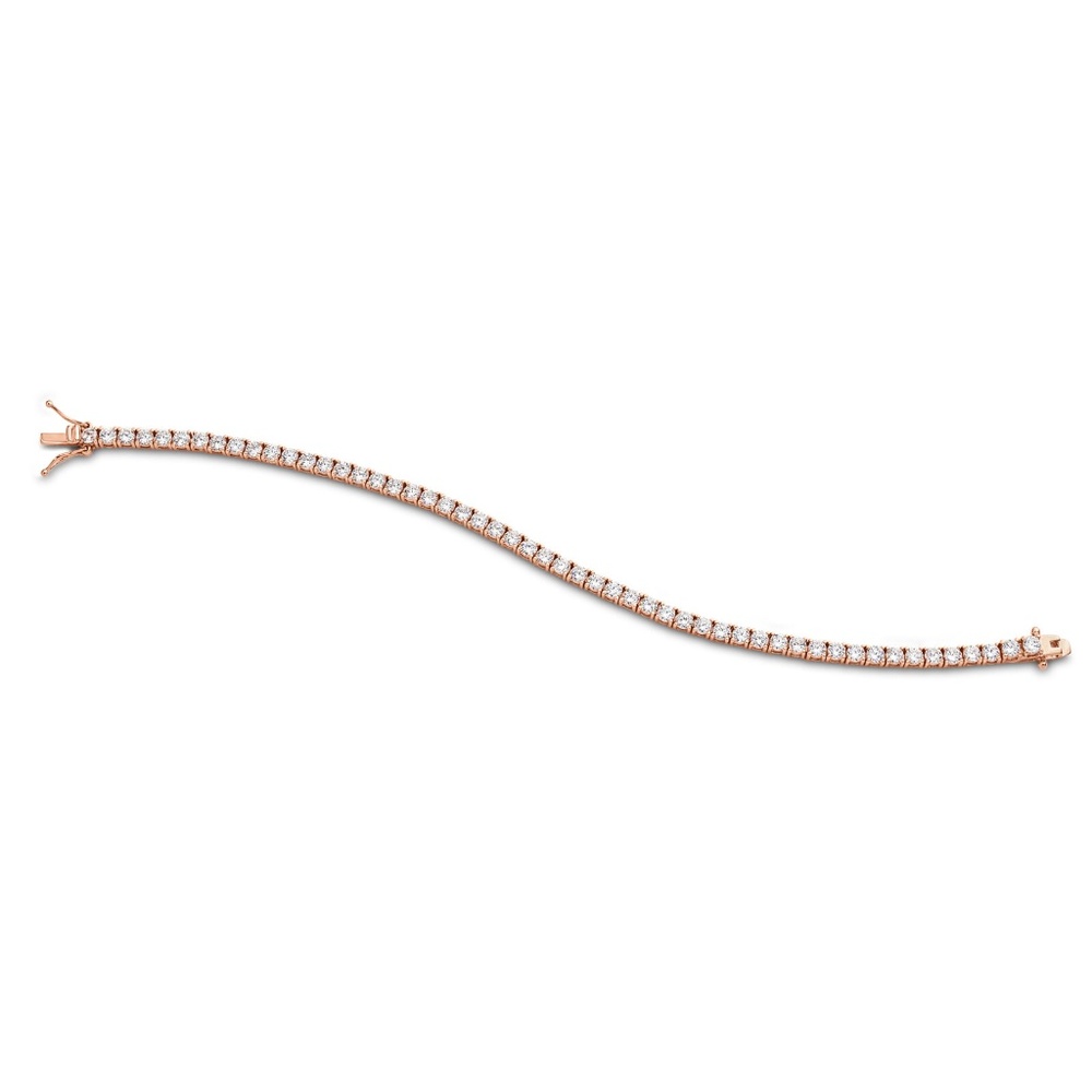 Tennis Bracelet Rose Gold Plated 3x3mm CZ - Picture 2 of 3